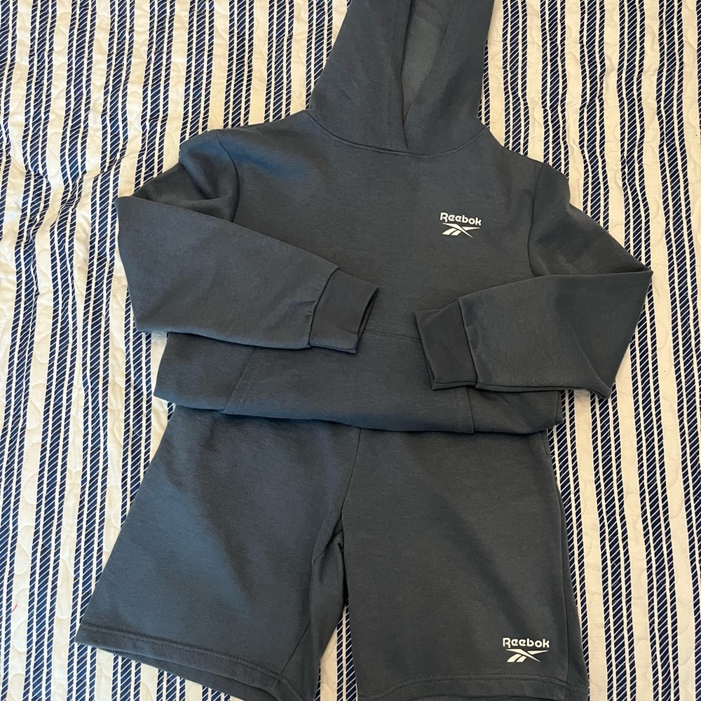 Reebok Gray Hoodie and Shorts Set